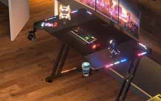 Mesa gaming con LED Hlonone, 140x60 cm.