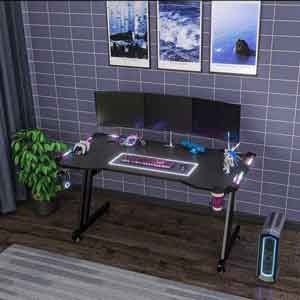 Mesa gaming con luces LED RGB Hlonone. Muebles gamer.
