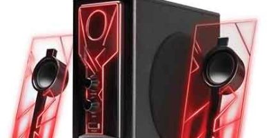 Altavoces pc 2.1, con luz led roja.