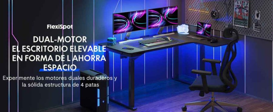 FlexiSpot, escritorio eléctrico ajustable con dos motores y tablero de 180cm.
