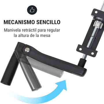 Mecanismo de manivela para mesas regulables en altura manualmente.
